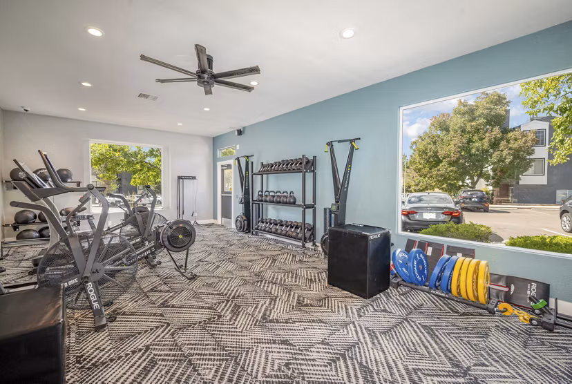 fitness center at Loretto Heights Apartments 