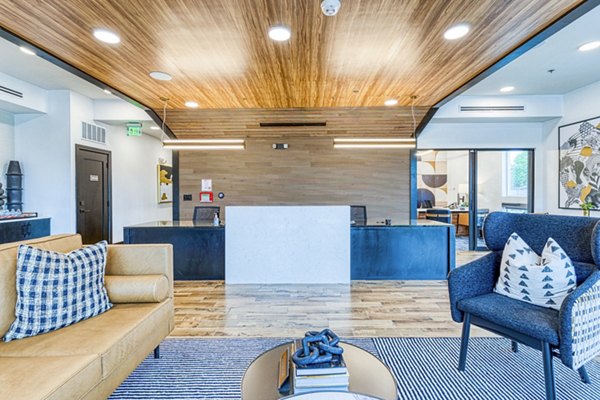 The Banks of Springdale: Modern clubhouse with leasing office featuring luxury amenities and stylish decor