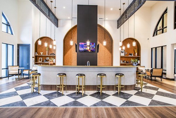Elegant clubhouse with modern design at West End Apartments featuring luxury amenities