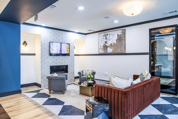 Elegant clubhouse lobby with modern seating and chic dÃ©cor at West End Apartments