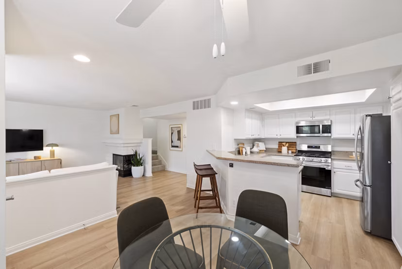 Stylish kitchen with modern appliances at St Moritz Apartments