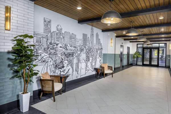 Elegant lobby with modern furnishings at Broadstone Optimist Park Apartments