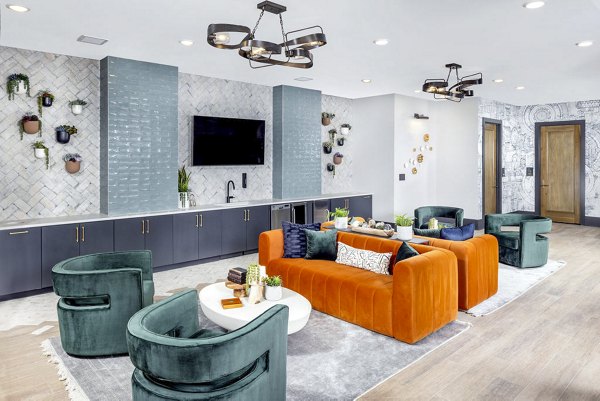 Clubhouse lobby with modern decor at Broadstone Optimist Park Apartments