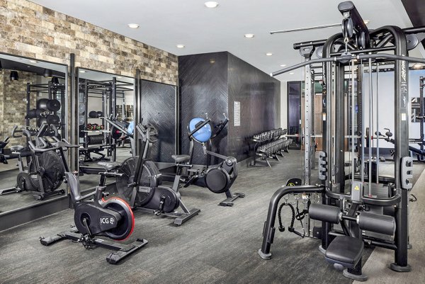 Modern fitness center with state-of-the-art equipment at Broadstone Optimist Park Apartments