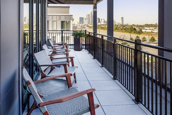 Patio with modern seating at Broadstone Optimist Park Apartments