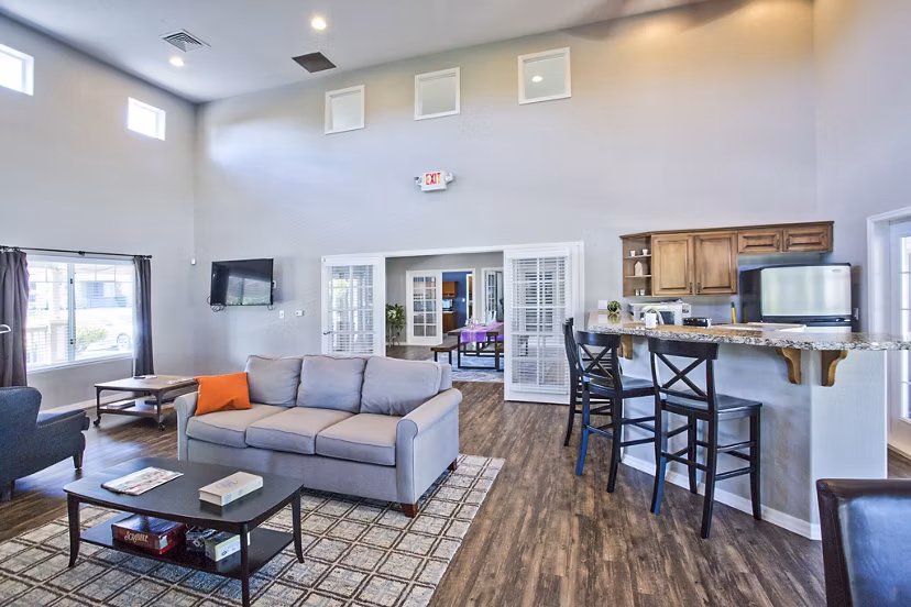 Legacy at Prescott Lakes: Elegant clubhouse lobby featuring modern decor and comfortable seating for residents