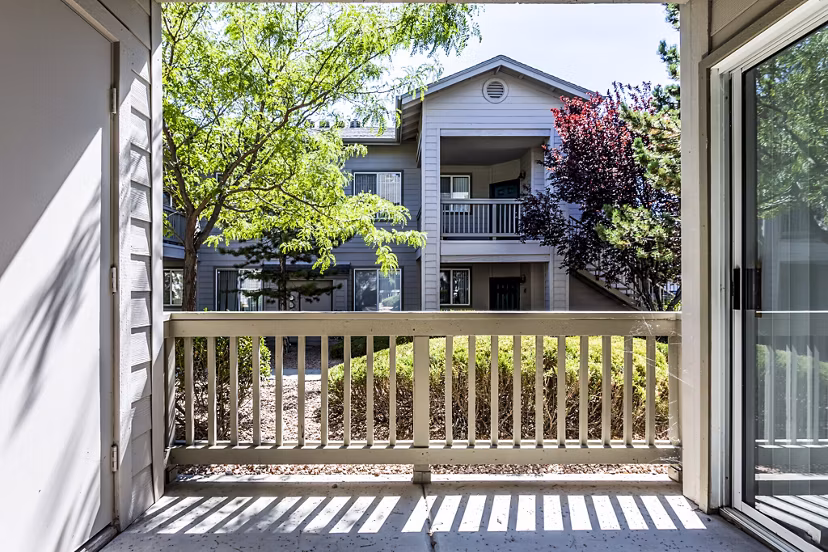 Cozy patio with scenic view at Legacy at Prescott Lakes Apartments