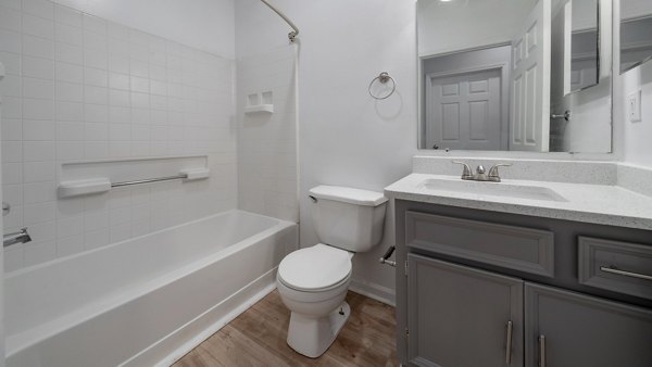 Modern bathroom with sleek fixtures at Landings at Sweetwater Creek Apartments