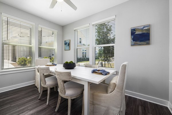 Elegant dining room with stylish furnishings in Element Barclay Station luxury apartments