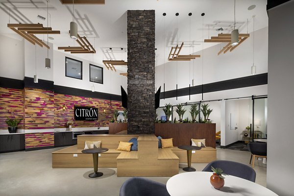 Luxurious modern clubhouse featuring stylish seating and decor at Citron Apartments