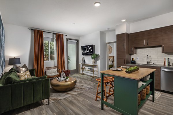 Modern kitchen with sleek appliances in Citron Apartments, Greystar luxury apartments