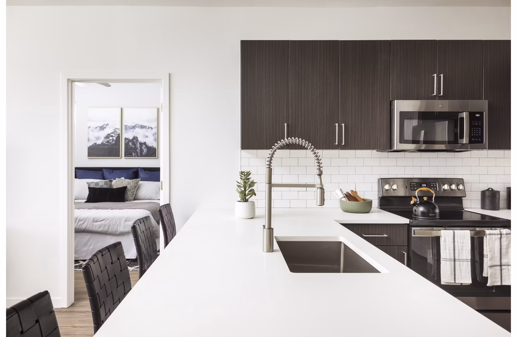 Modern clubhouse at Fieldhouse Apartments featuring luxury amenities and stylish design