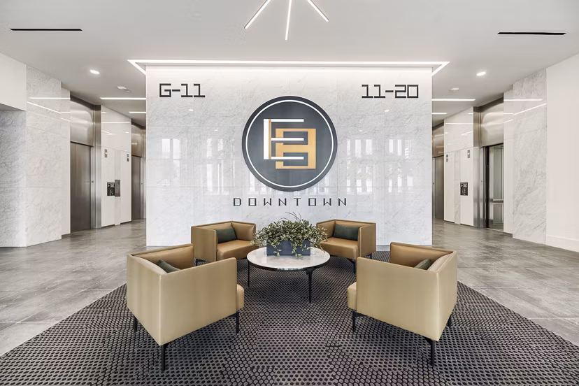 Community clubhouse at Elev8 Apartments featuring luxurious lounge and entertainment areas