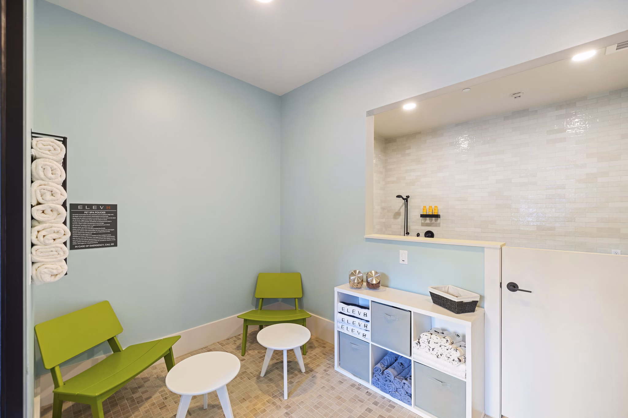 Convenient dog wash station at Elev8 Apartments: Luxury pet-friendly amenity for residents' furry friends
