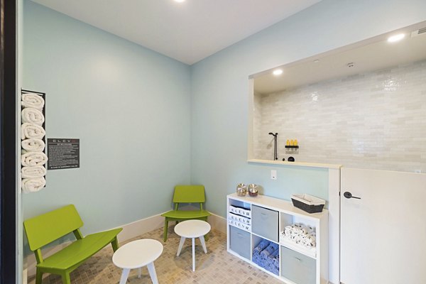 Convenient dog wash station at Elev8 Apartments: Luxury pet-friendly amenity for residents' furry friends
