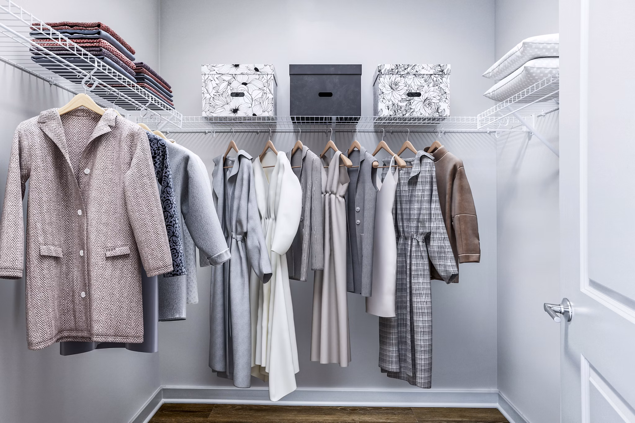 Spacious bedroom closet with ample shelving in Vista Fairfax Corner Apartments