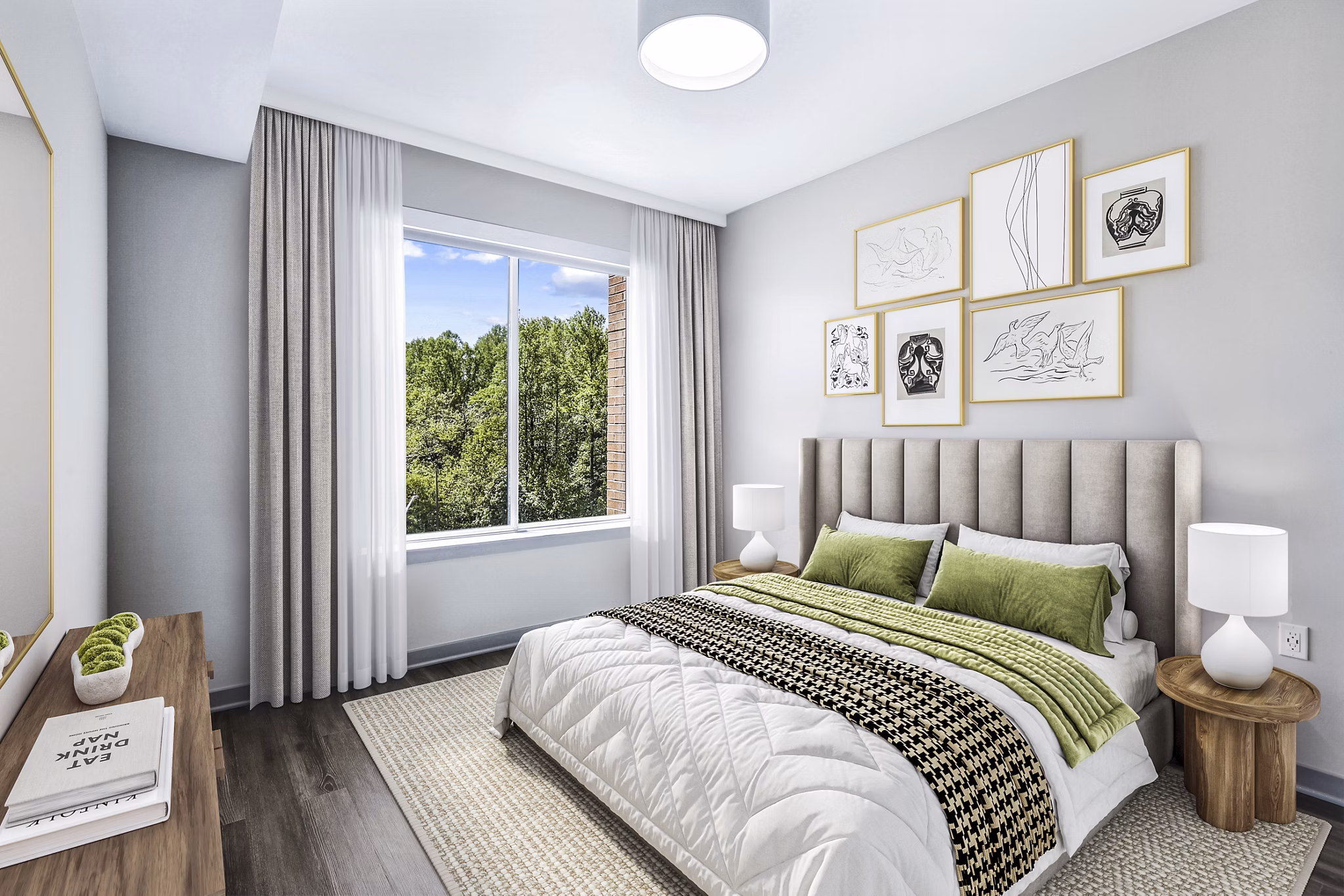 Spacious bedroom with modern decor at Vista Fairfax Corner Apartments