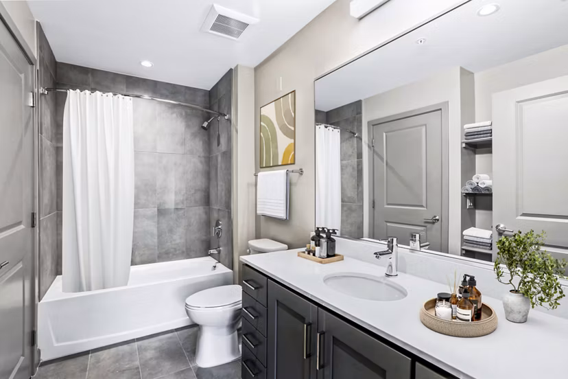 Modern bathroom with sleek fixtures at Vista Fairfax Corner Apartments