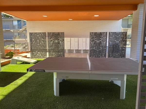 table tennis/patio area at Seventh Apartments