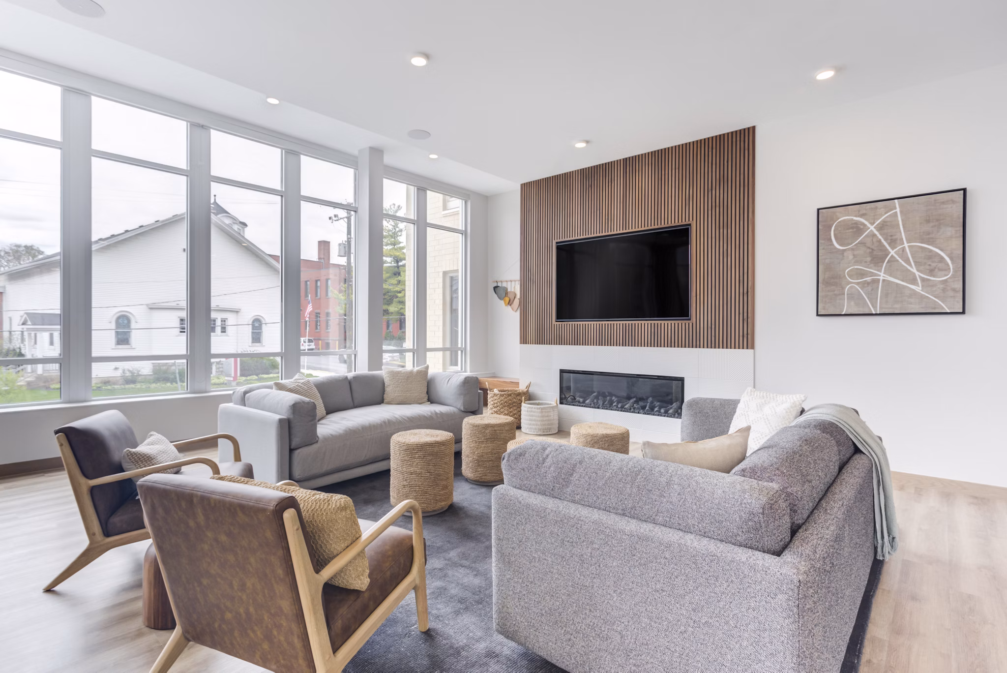 Elegant clubhouse with modern decor at DASH Downers Grove Apartments