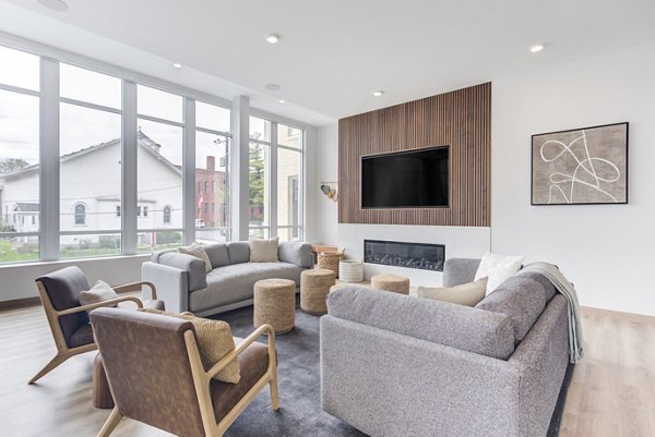 Elegant clubhouse with modern decor at DASH Downers Grove Apartments