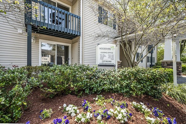 Clubhouse and leasing office with modern design at Woodshire Apartments