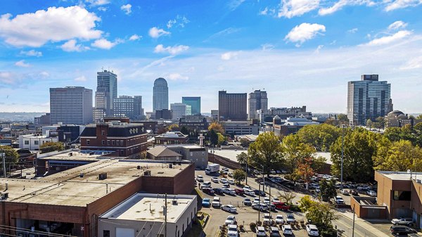 The Artreaux Apartments: Stunning view from the rooftop terrace, showcasing skyline vista in downtown luxury living