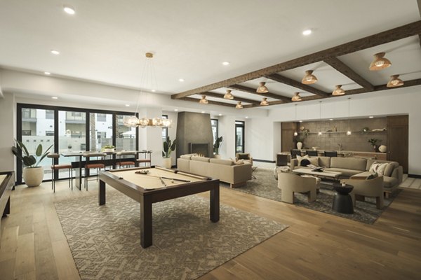 Modern clubhouse with spacious seating at Smith + Rio Apartments in downtown area