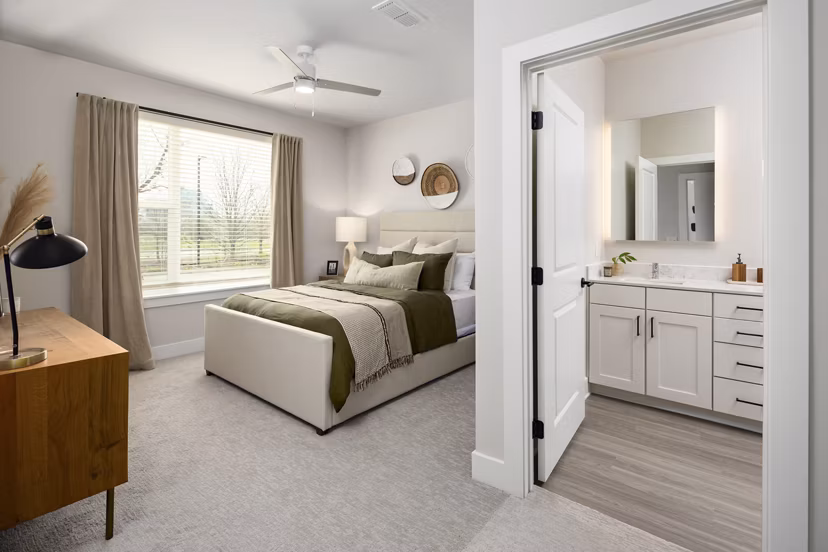 Spacious bedroom closet with ample shelving at Soundwater Apartments, ideal for organized living in luxury apartments by the waterfront