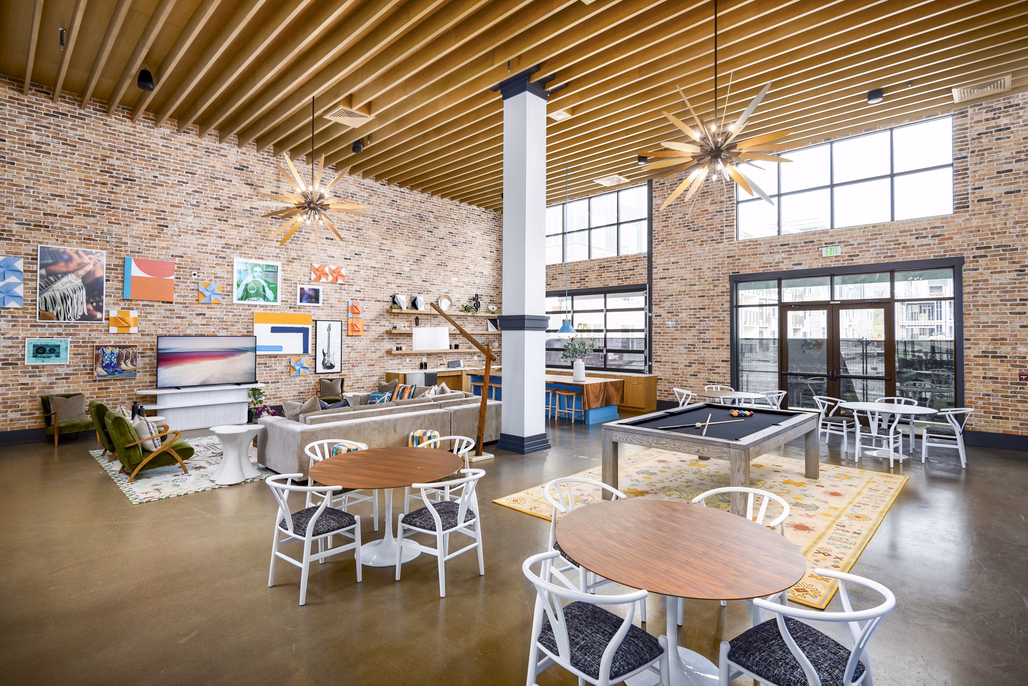 Modern clubhouse with sleek design at Soundwater Apartments in luxury surroundings