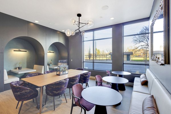 Clubhouse with modern design elements at The Dorsey Apartments, a luxury living community by Greystar