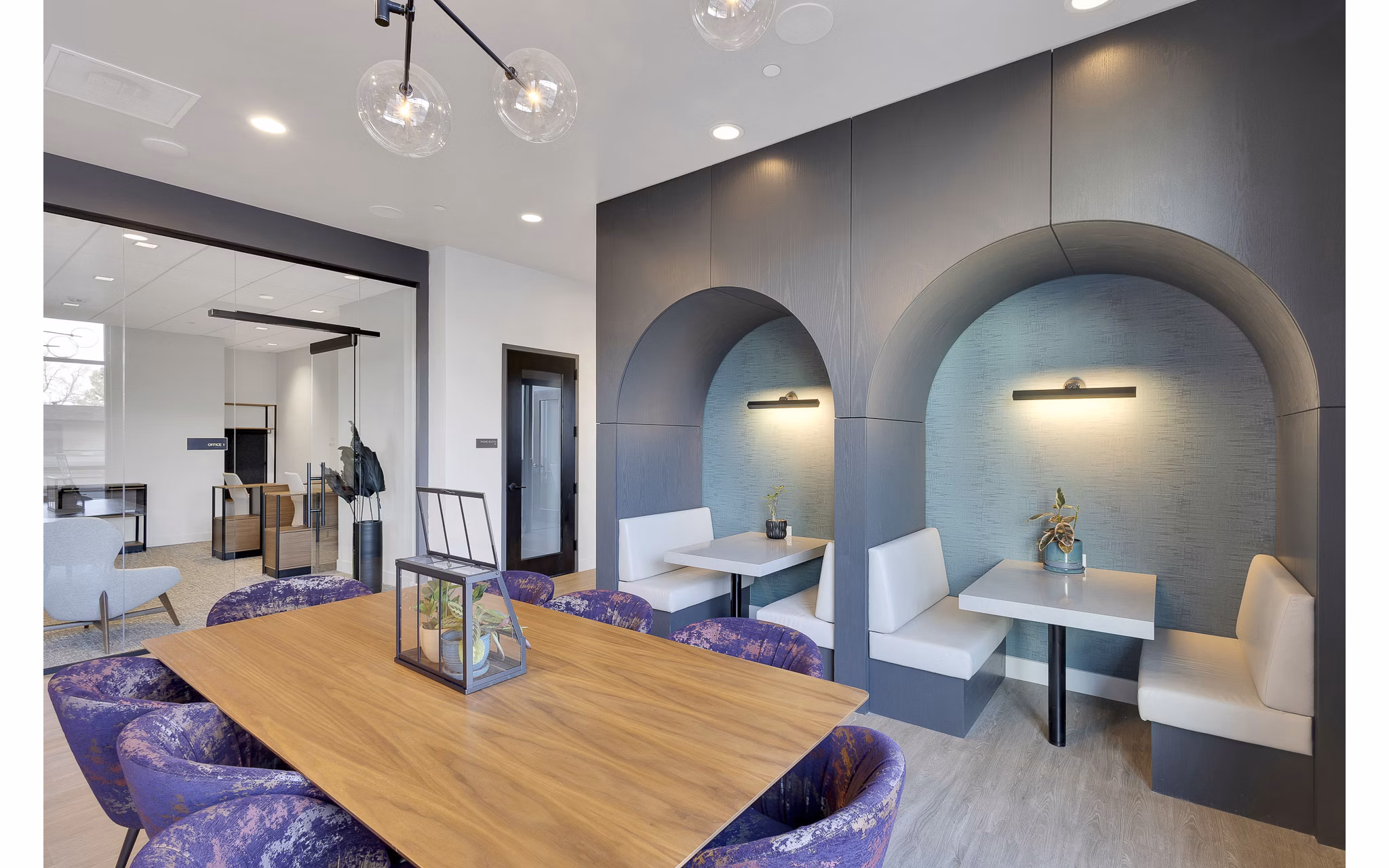 Clubhouse with inviting seating and modern decor at The Dorsey Apartments, offering luxury living and amenities