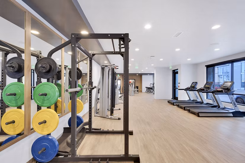State-of-the-art fitness center at The Dorsey Apartments featuring modern equipment and spacious workout areas