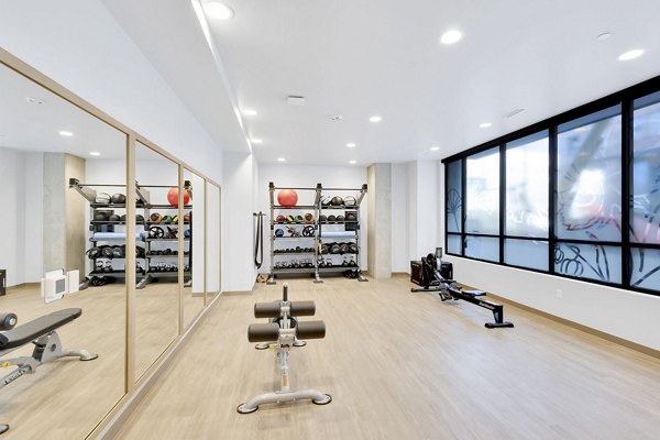 State-of-the-art fitness center with modern equipment at The Dorsey Apartments