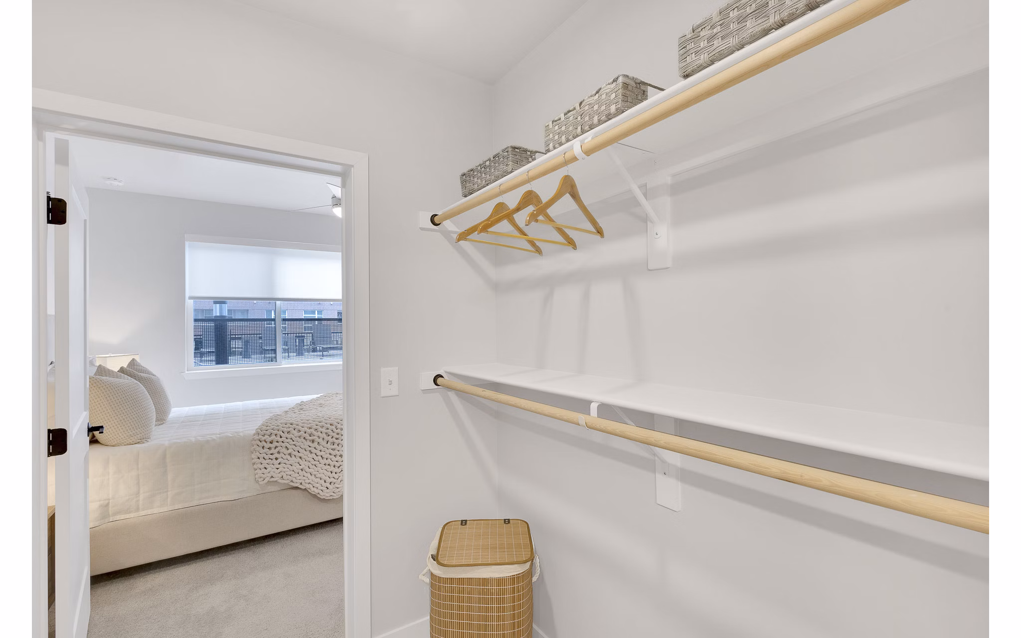 Laundry room with modern appliances and ample storage at The Dorsey Apartments, luxury living with convenient amenities