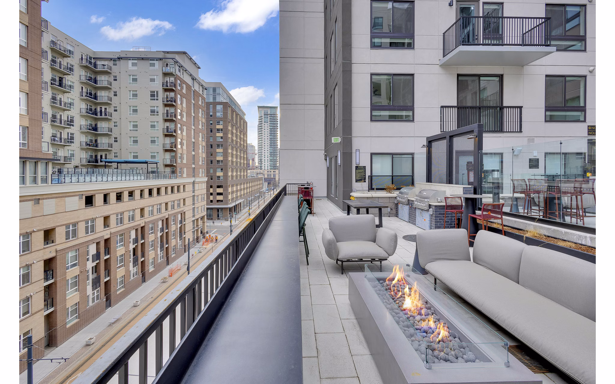Recreational area with lush gardens at The Dorsey Apartments, luxury living by Greystar
