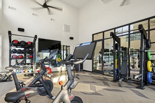 fitness center at Elan Research Park Apartments