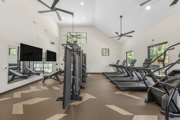 fitness center at Elan Research Park Apartments