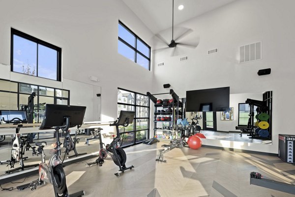 fitness center at Elan Research Park Apartments