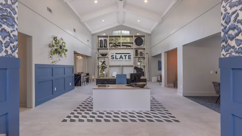 Clubhouse featuring stylish dÃ©cor and modern amenities at The Slate Apartments â€“ luxury living spaces designed for comfort and community