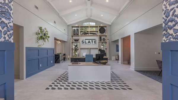 Clubhouse featuring stylish dÃ©cor and modern amenities at The Slate Apartments â€“ luxury living spaces designed for comfort and community