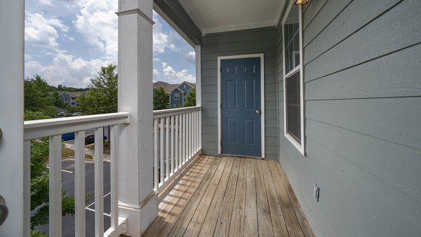 Cozy outdoor patio with stylish seating at The Slate Apartments