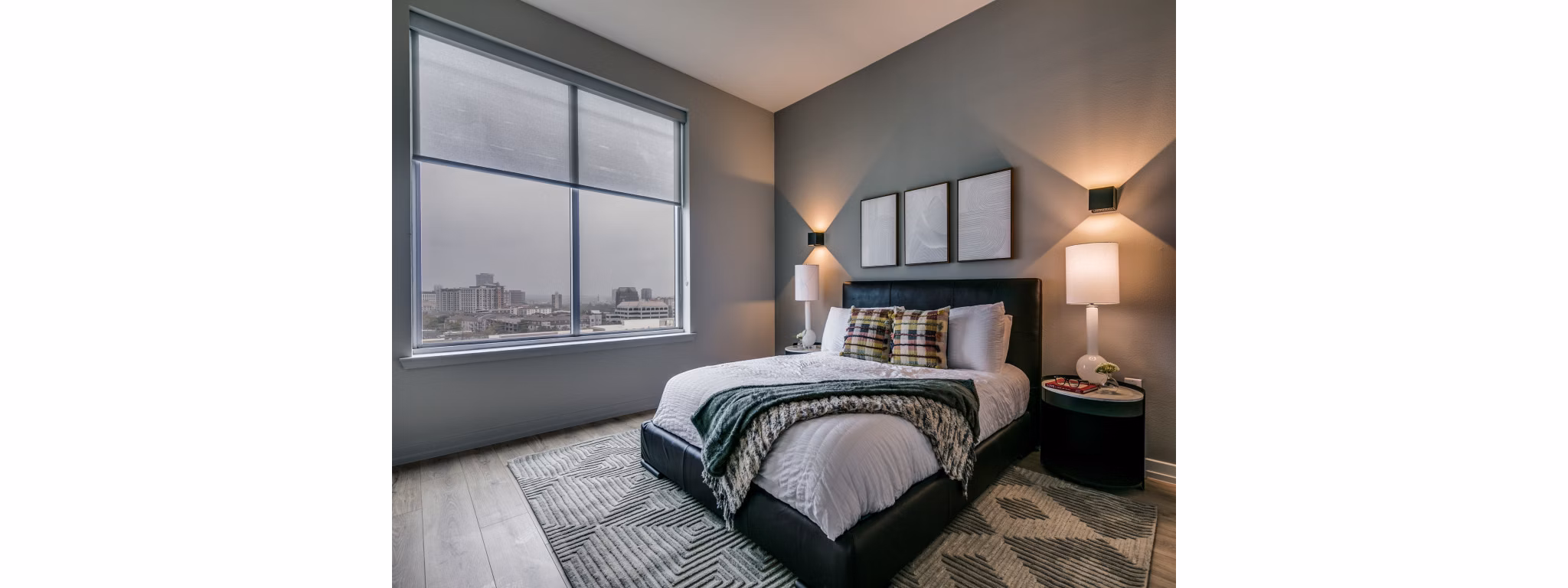 Spacious bedroom with modern decor at 3700M Apartments, offering luxury living in the heart of the city