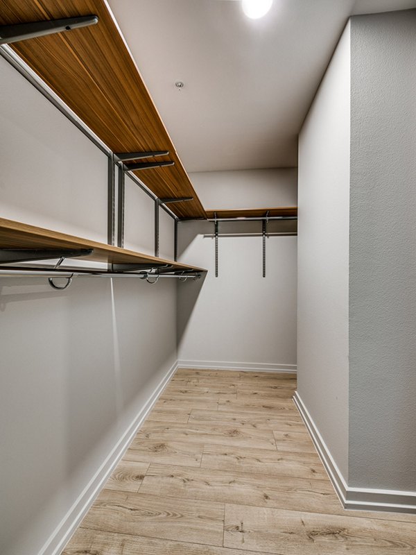 Spacious closet with built-in shelving at 3700M Apartments
