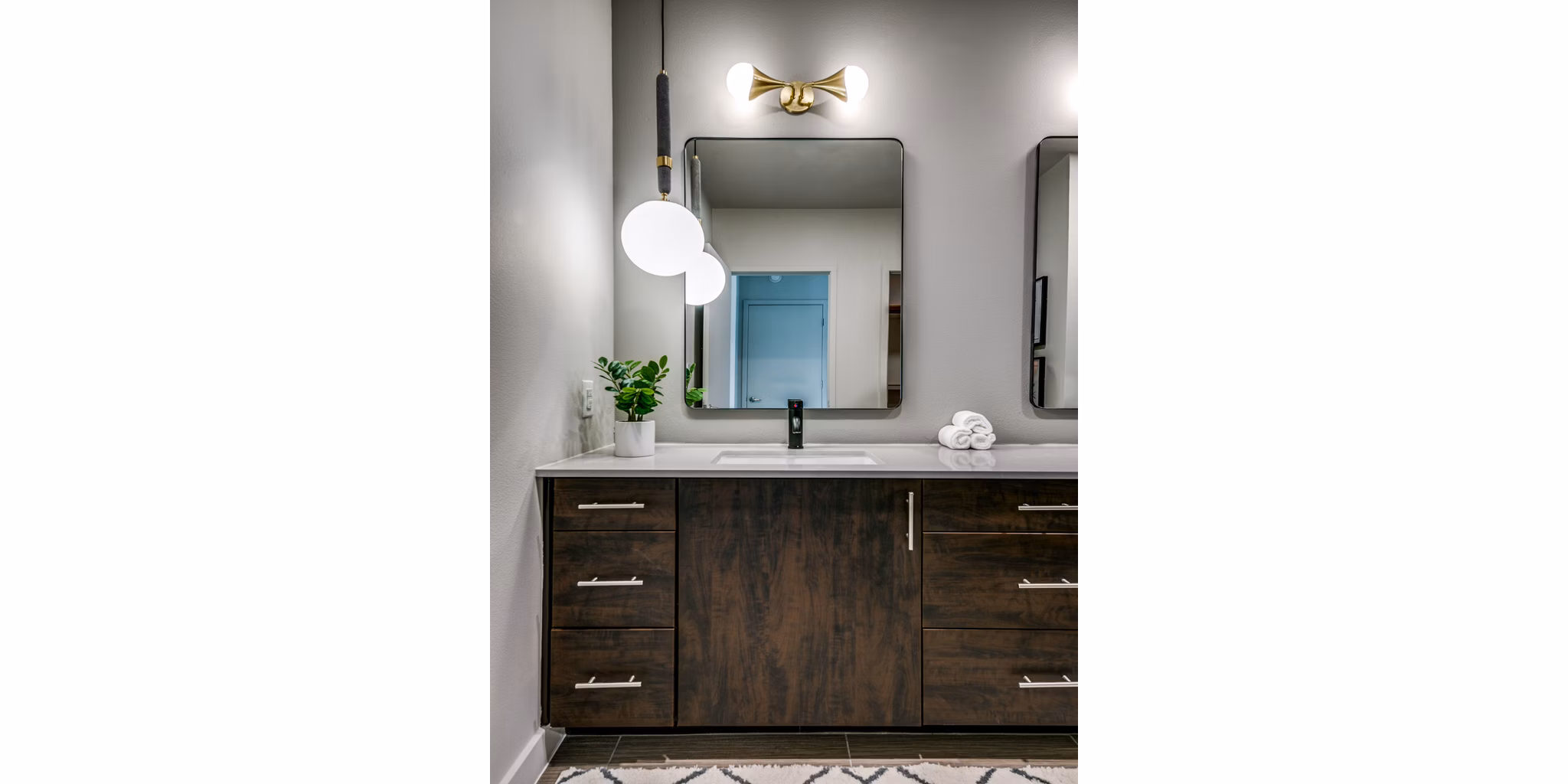Modern bathroom with sleek fixtures at 3700M Apartments