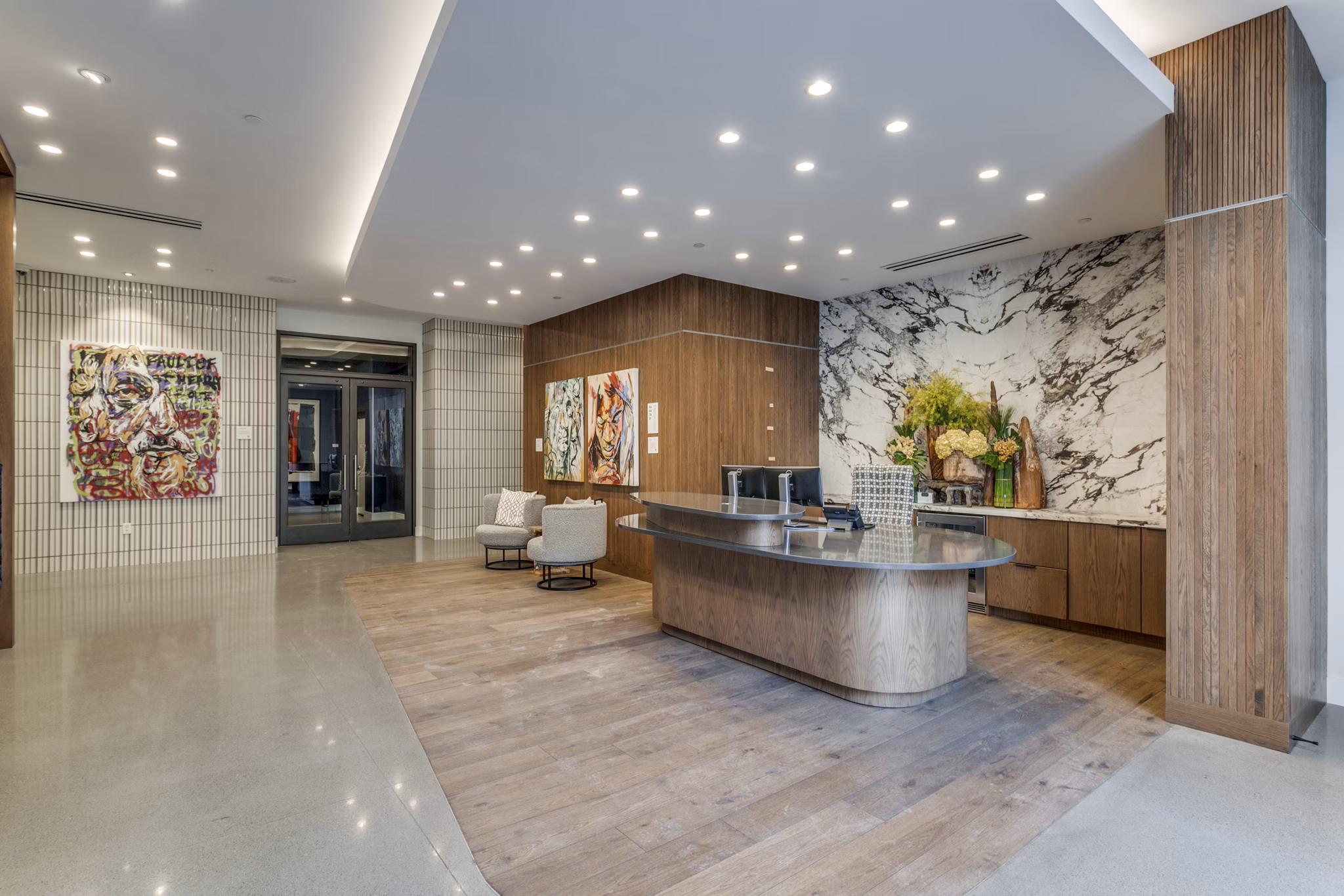 Clubhouse with designer furnishings and modern decor at 3700M Apartments, offering luxury living experiences in the heart of the city