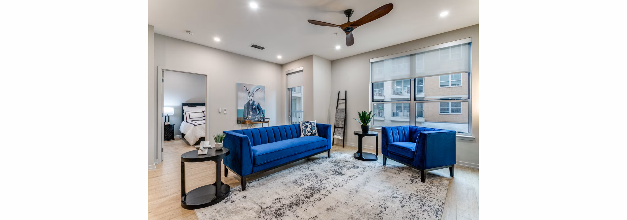 Modern living room with stylish decor at 3700M Apartments in Dallas