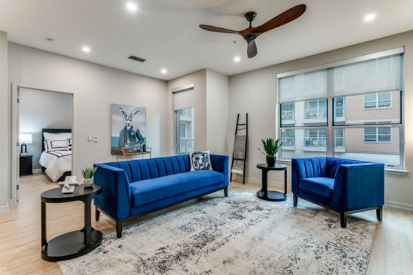 Modern living room with stylish decor at 3700M Apartments in Dallas