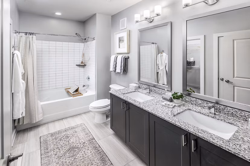 Bathroom featuring modern fixtures at Elan Sweetwater Creek Apartments