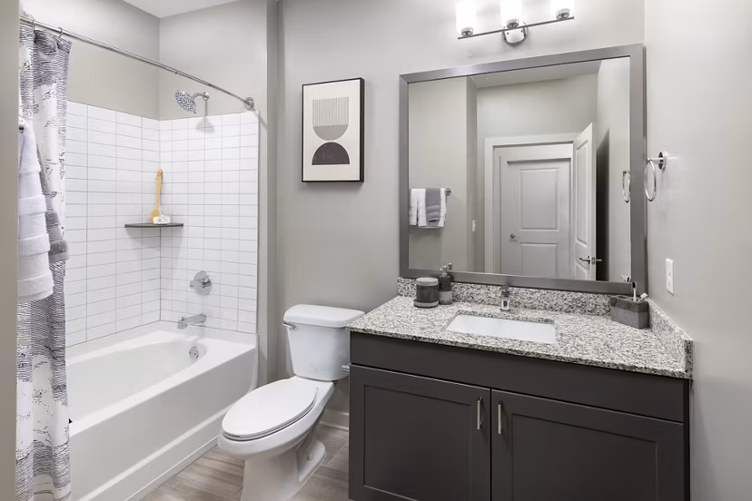 Modern bathroom with sleek fixtures at Elan Sweetwater Creek Apartments